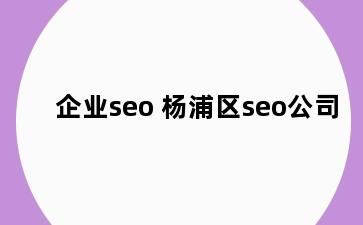 企业seo 杨浦区seo公司